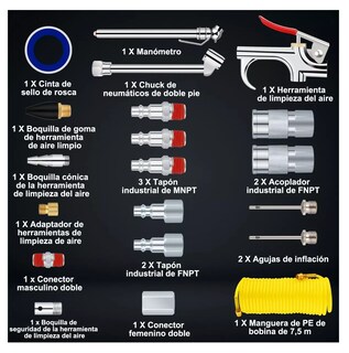 Foto 2 | Foto 2 | Kit Accesorios Aire Para Compresor Con Manguera Belug 20 Piezas