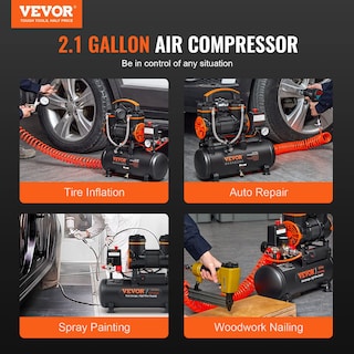 Foto 6 | Foto 6 | Compresor De Aire Vevor 8l 1.2hp 2.2 Cfm @90psi 116psi Sin Aceite - Venta Internacional.