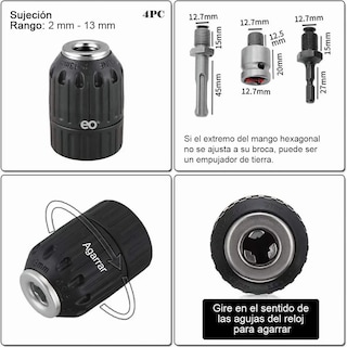 Foto 2 | Foto 2 | Adaptador Sds Plus Destornillador Impact Broquero Chuck 1/2 Eo Safe Imports Esi-18 Gris