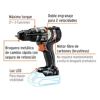 Foto 2 | Foto 2 | Rotomartillo Inalámbrico 1/2'' 20 V Truper 101405 color Negro Max sin Batería