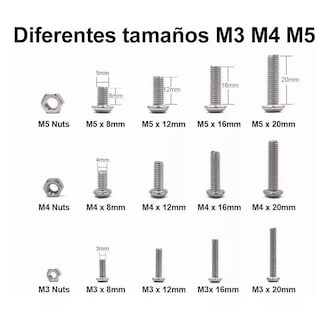 Foto 2 | Foto 2 | Tornillos de Cabeza Hexagonal M3 M4 M5 Plana 500 piezas Plata