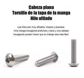 Foto 4 | Foto 4 | Tornillos de Cabeza Hexagonal M3 M4 M5 Plana 500 piezas Plata