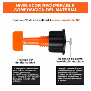 Foto 2 | Foto 2 | Kit Sistema Nivelador Azulejo Reutilizable 251pzs Eo Safe Imports Esi-7250-1 Naranja