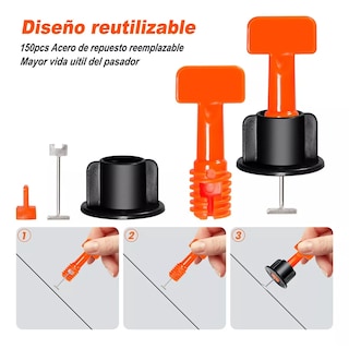 Foto 3 | Foto 3 | Kit Sistema Nivelador Azulejo Reutilizable 251pzs Eo Safe Imports Esi-7250-1 Naranja