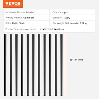 Foto 7 | Foto 7 | Balaustres Metálicos Para Escaleras Vevor, 72 Unidades, Aluminio Plano, 38 Cm - Venta Internacional.