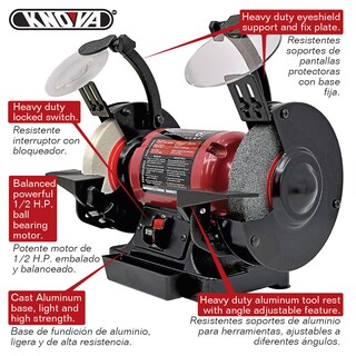 Foto 8 | Foto 8 | Esmeril Profesional de Banco 6 Pulgadas Motor De 1/2 HP Knova Kn 7060 color Rojo