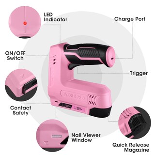 Foto 2 | Foto 2 | Pistola Inalámbrica 2 En 1 Para Grapar Y Clavar Workpro 3,6 V Power Pink - Venta Internacional.