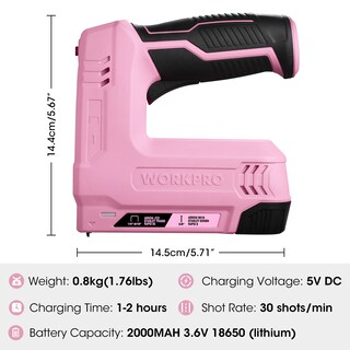Foto 3 | Foto 3 | Pistola Inalámbrica 2 En 1 Para Grapar Y Clavar Workpro 3,6 V Power Pink - Venta Internacional.