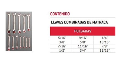 Foto 2 | Foto 2 | Juego Herramientas 12 Llaves Combinadas Matraca Urrea