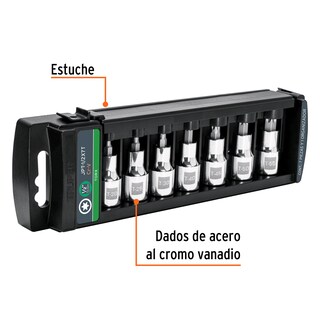 Foto 2 | Foto 2 | Juego de 7 Dados Truper color Negro Cuadro 1/2'' Punta Torx