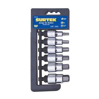 Foto 1 | Foto 1 | Juego De Dados Con Punta Hexagonal Cuadro De 1/2'' 6 Puntas, Métricos, 6 Piezas Surtek