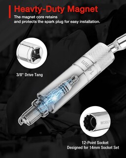 Foto 5 | Foto 5 | Enchufe De Bujía Workpro, Giratorio Magnético, 14 Mm, 12 Cm - Venta Internacional.