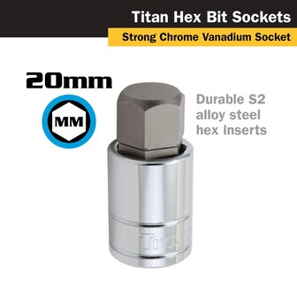 Foto 2 | Foto 3 | Disco Duro Socket Bit Titan 15620 De 1/2 Pulgada X 20 Mm Hexagonal - Venta Internacional.
