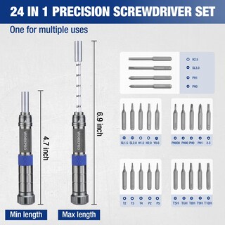 Foto 2 | Foto 2 | Juego De Destornilladores Workpro 24 En 1 Con Mástil Extensible De 6,9 Pulgadas - Venta Internacional.