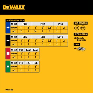 Foto 2 | Foto 2 | Juego De Puntas De Destornillador Dewalt Dw2166 Con Funda Rígida 45 Piezas - Venta Internacional.