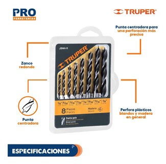 Foto 2 | Foto 2 | Juego De Brocas Para Madera, 8 Piezas    11338