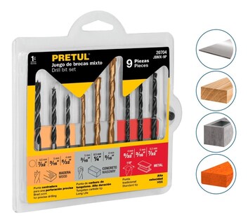 Foto 1 | Foto 1 | Juego De Brocas Mixto, 9 Piezas, Pretul Pretul 20704