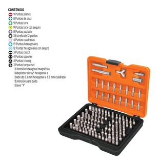 Foto 2 | Foto 2 | Juego 100 Piezas, Puntas De Desarmador 1', Con Estuche 17794