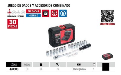 Foto 2 | Foto 2 | Juego De Dados Matraca Y Accesorios 1/4 Urrea 4700cb 30 Pza