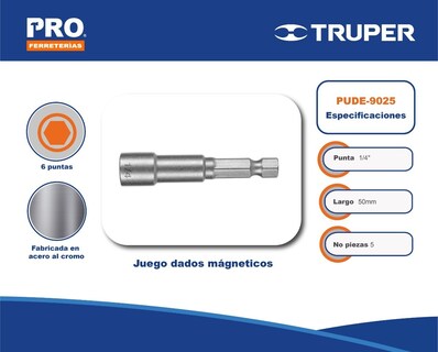 Foto 2 | Foto 2 | Juego Dados Magnéticos, 1/4 , 5 Piezas, Truper Expert 12939