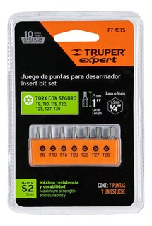 Foto 2 | Foto 2 | Juego De 7 Puntas Torx Con Seguro Truper 17797