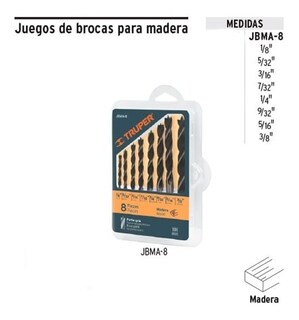 Foto 2 | Foto 2 | Juego De Brocas Para Madera, 8 Piezas Truper 11338