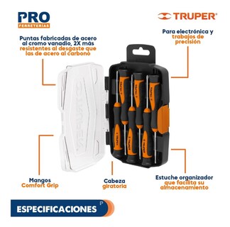 Foto 2 | Foto 2 | Juego con Desarmadores Largos De Precisión Truper 6 Piezas  14156