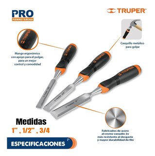 Foto 2 | Foto 2 | Juego de 3 Formones Truper 17759