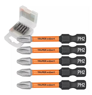 Foto 1 | Foto 1 | Kit 5 Puntas de Impacto Phillips Ph2 X 2'' Truper color Naranja y Negro