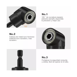 Foto 3 | Foto 3 | Kit De Adaptador De Taladro Eléctrico Con Angular 105° 14 Pcs Negro