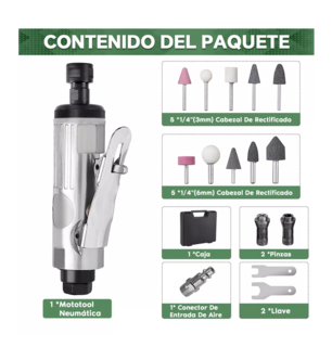 Foto 5 | Foto 5 | Juego de Mototool Minitaladro Neumático Bowoshen Neumática Plata + Accesorios