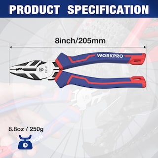 Foto 7 | Foto 7 | Extractor De Tornillos Pliers Workpro Linesman Pro Con Mordazas Antideslizantes - Venta Internacional.