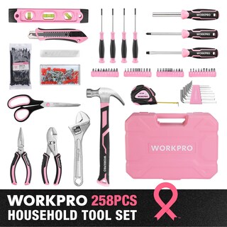 Foto 2 | Foto 2 | Kit De Herramientas Workpro Pink 258 Piezas Con Martillo Rosa Y Destornillador - Venta Internacional.