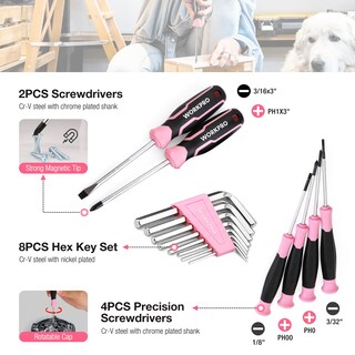 Foto 5 | Foto 5 | Kit De Herramientas Workpro Pink 258 Piezas Con Martillo Rosa Y Destornillador - Venta Internacional.