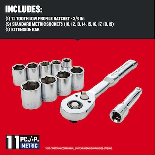 Foto 3 | Foto 3 | Set De Enchufes Craftsman Cmmt12127, 11 Unidades, 3/8 Pulgadas - Venta Internacional.