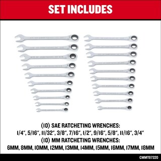 Foto 5 | Foto 5 | Juego De Llaves Craftsman Ratcheting 20 Piezas Sae/metric (cmmt87220) - Venta Internacional.