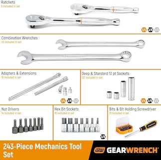 Foto 2 | Foto 2 | Juego de Herramientas Mecánicas Gearwrench 243 Piezas con Caja de Almacenamiento - Venta Internacional