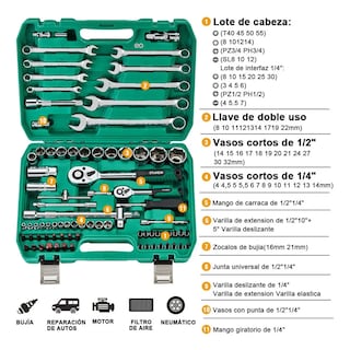Foto 2 | Foto 2 | Juego De Herramientas Y Dados De Impacto 82 Piezas Eo Safe Imports Esi-3578-1 Verde