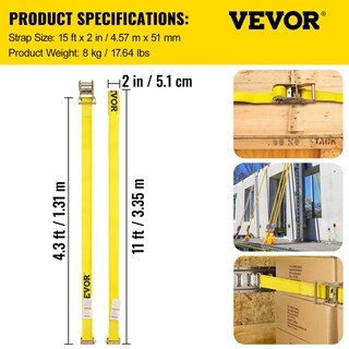 Foto 7 | Foto 7 | Correa De Trinquete Vevor E-track, 2 M X 4,57 M, Poliéster, 2000 Kg, Paquete De 8 - Venta Internacional.