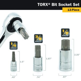 Foto 4 | Foto 4 | Juego De Enchufes Torx Bit Titan 85532 De 13 Piezas Con Organizador Magnético - Venta Internacional.