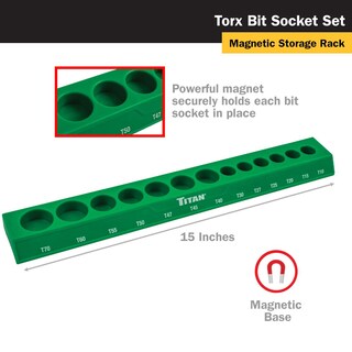 Foto 6 | Foto 6 | Juego De Enchufes Torx Bit Titan 85532 De 13 Piezas Con Organizador Magnético - Venta Internacional.