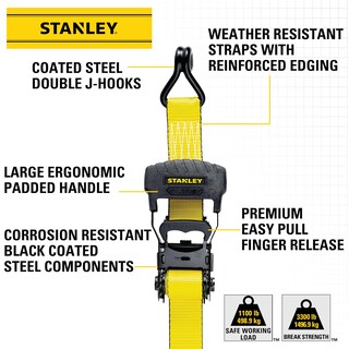 Foto 4 | Foto 4 | Correas De Amarre Con Trinquete Stanley S10074, Color Negro Y Amarillo, 1,5 X 5 M - Venta Internacional.