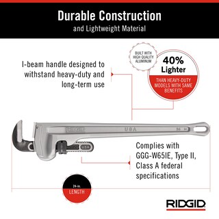 Foto 4 | Foto 4 | Llave De Tubo Ridgid 31105 Modelo 824 De Aluminio, 60 Cm, Fontanería - Venta Internacional.