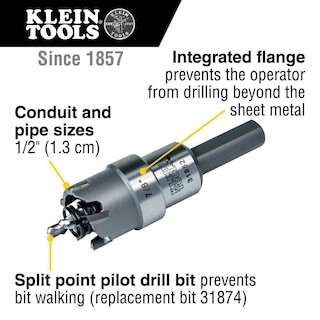Foto 2 | Foto 2 | Cortador De Agujeros Klein Tools 31852 De Alta Resistencia, Cortador De Orificios De Carburo De 7/8 - Venta Internacional.