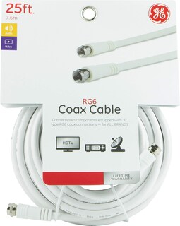 Foto 4 | Foto 4 | Cable Coaxial Ge Rg6 De 25 Pies Con Conectores Tipo F Con Doble Blindaje - Venta Internacional.