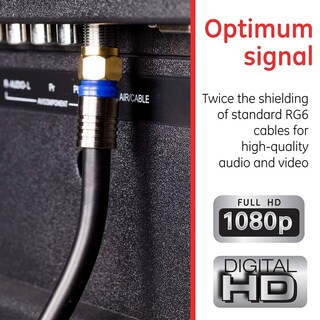 Foto 3 | Foto 3 | Cable Coaxial Ge Rg6 De 25 Pies Con Blindaje Cuádruple, 3 Ghz, Tipo F, Negro - Venta Internacional.