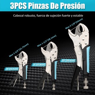 Foto 2 | Foto 2 | Pinzas De Presión 6pcs  Mordaza Curva  Punta Larga Y Tipo C Eo Safe Imports Esi-20879 Negro