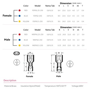 Foto 3 | Foto 3 | Conectores Spade Hks De Nailon  400 Unidades (200 Pares)  22-10 Awg - Venta Internacional.