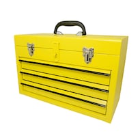 Caja Portaherramientas Metálica Color Amarillo Con 3 Gavetas 11'' X 18'' X 9'' Surtek