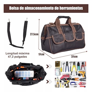 Foto 2 | Foto 2 | Bolsa Maleta Herramientas Maletín Organizador Con Base Goma Eo Safe Imports Esi-12726-1 Marron